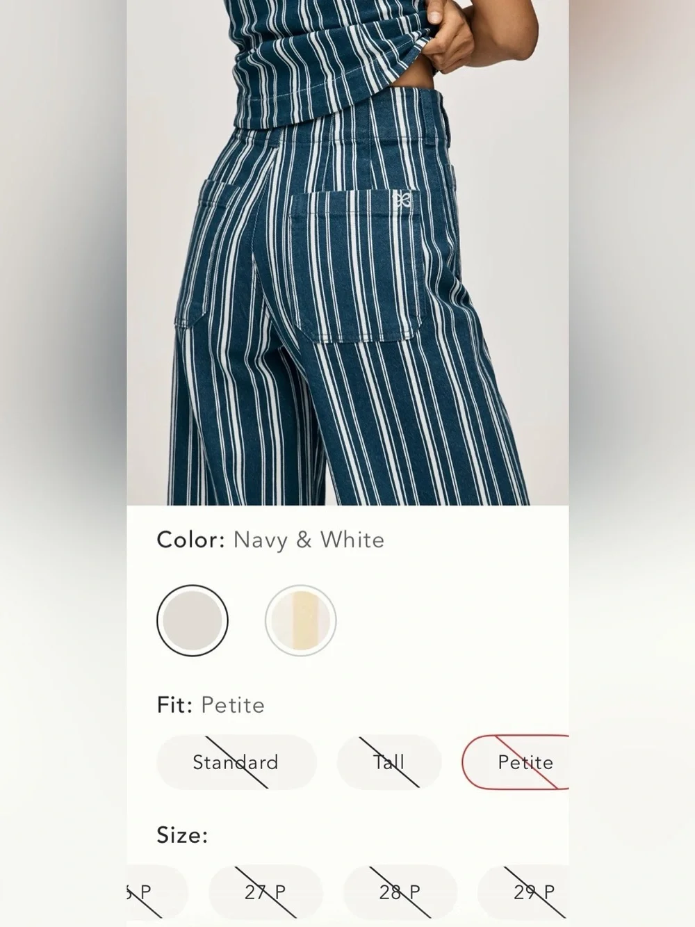Anthropologie Colette Striped Wide-Leg Full-Length Pants Size 28P NWT - Picture 4 of 14